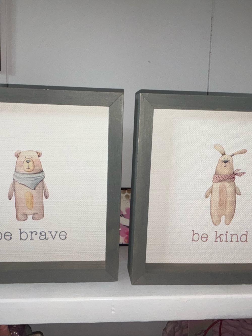 Set of 2. Be brave , be kind wooden framed art. 11x11